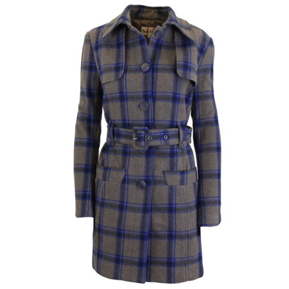 Women's Gray and Blue Wool Coat, sz S